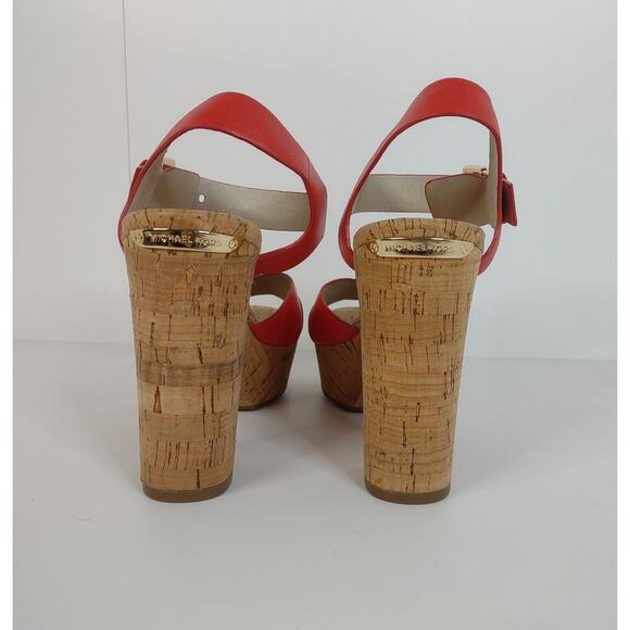 MICHAEL Michael Kors Natalia Cork Platform Sandals Mandarin Orange sz 6 Boho - Picture 7 of 9